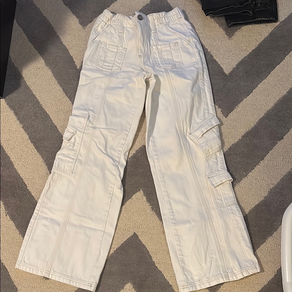 White Cargo Denim Pants